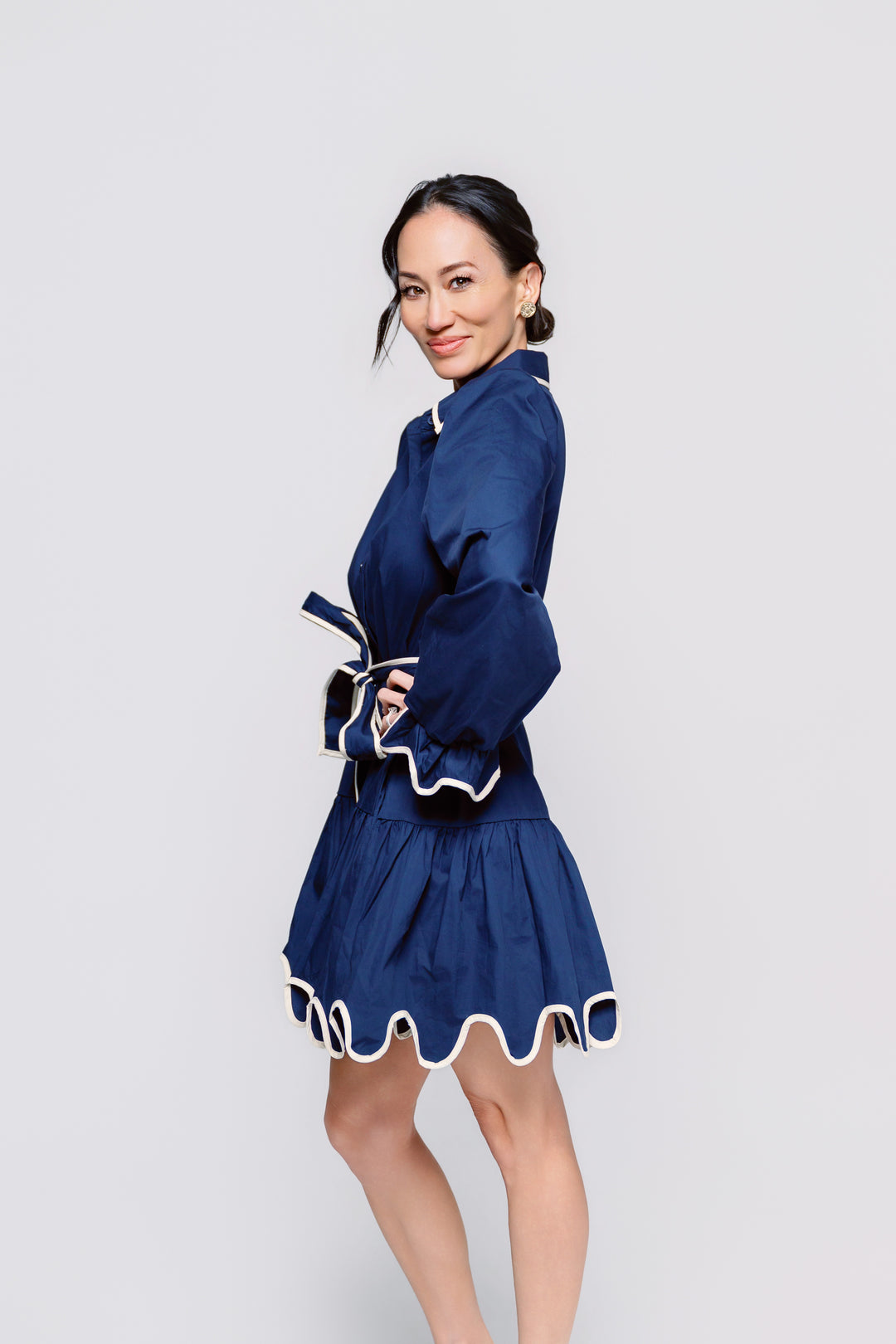 Scalloped in Navy Dress