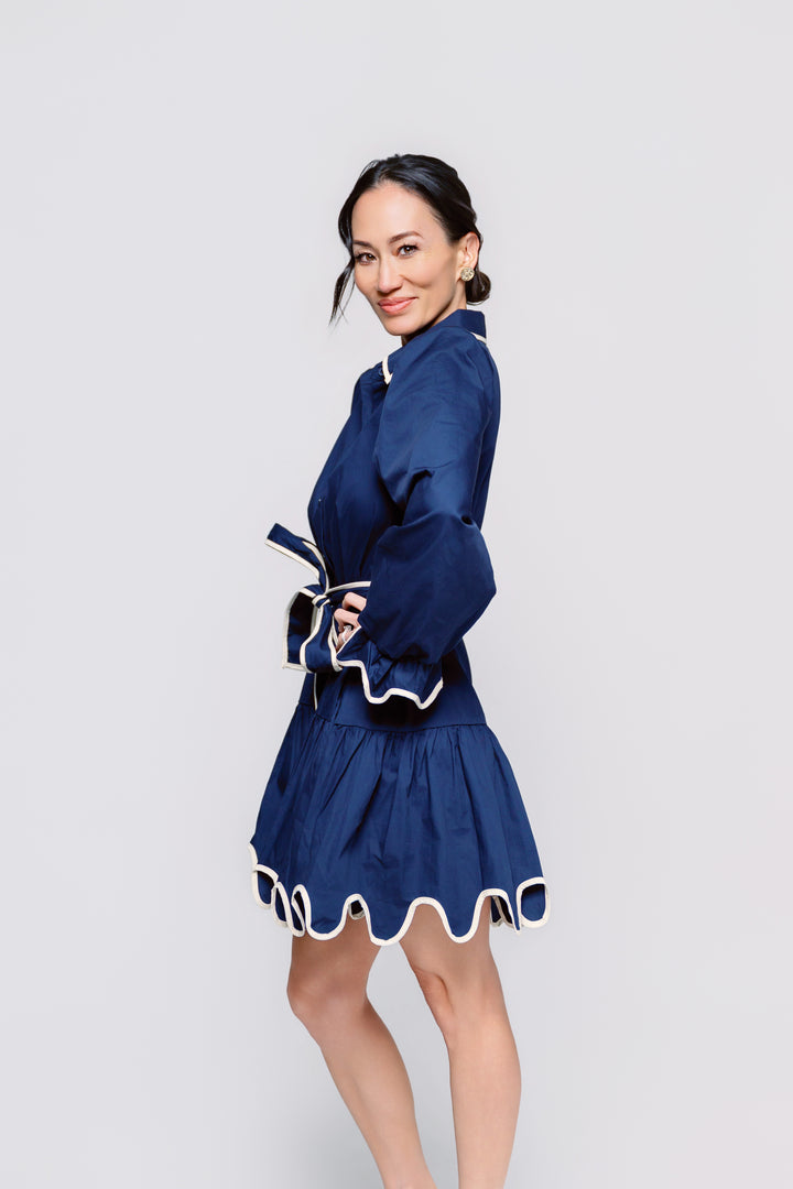 Scalloped in Navy Dress