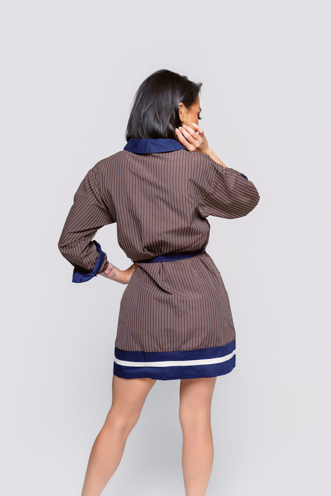 Brown & Navy Stripe Dress