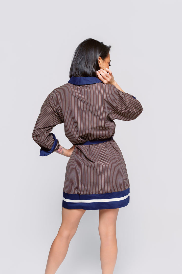 Brown & Navy Stripe Dress