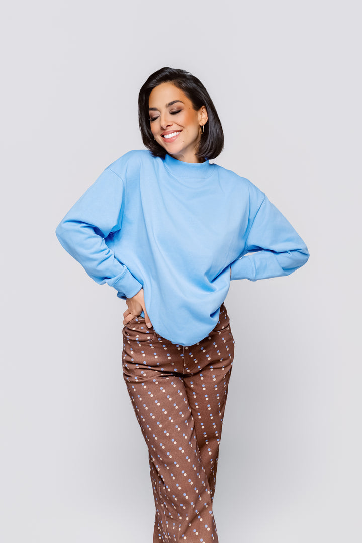 Blue Skies Mock Neck Sweatshirt - Reg & Curvy