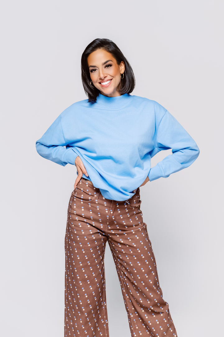 Blue Skies Mock Neck Sweatshirt - Reg & Curvy