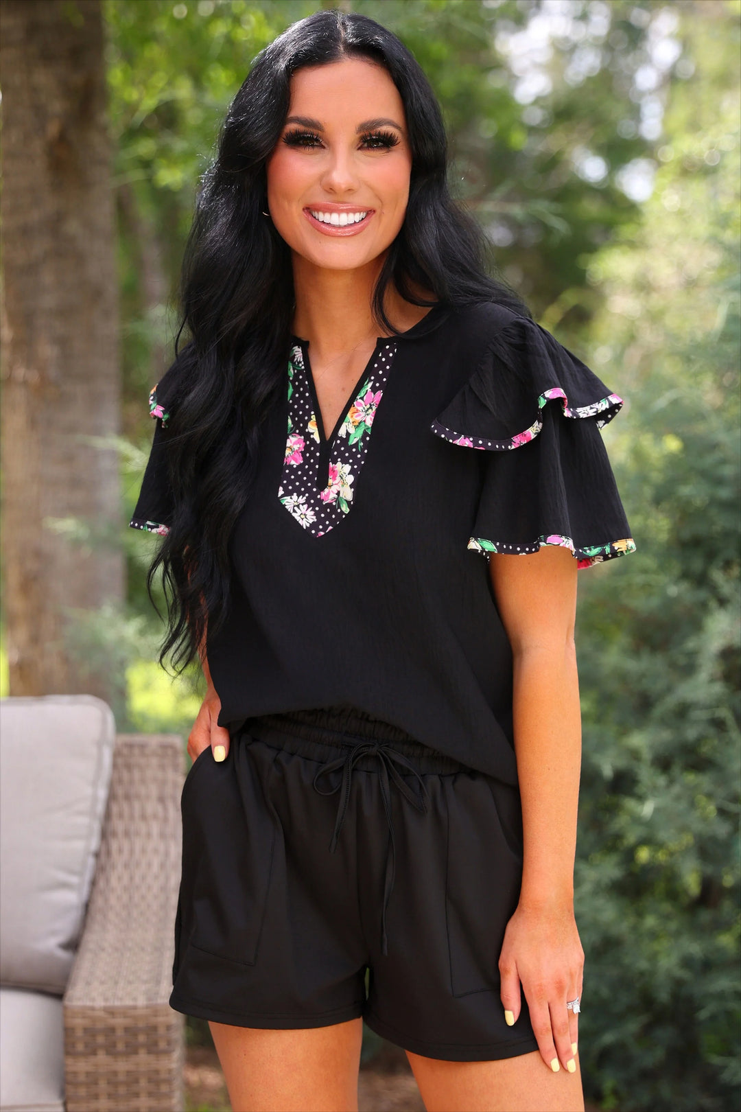 *PREORDER* Midnight Garden Flutter Top - Reg & Curvy