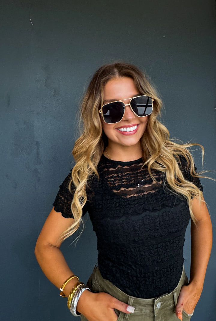 *PREORDER* Short Sleeve Lace Top - Reg & Curvy