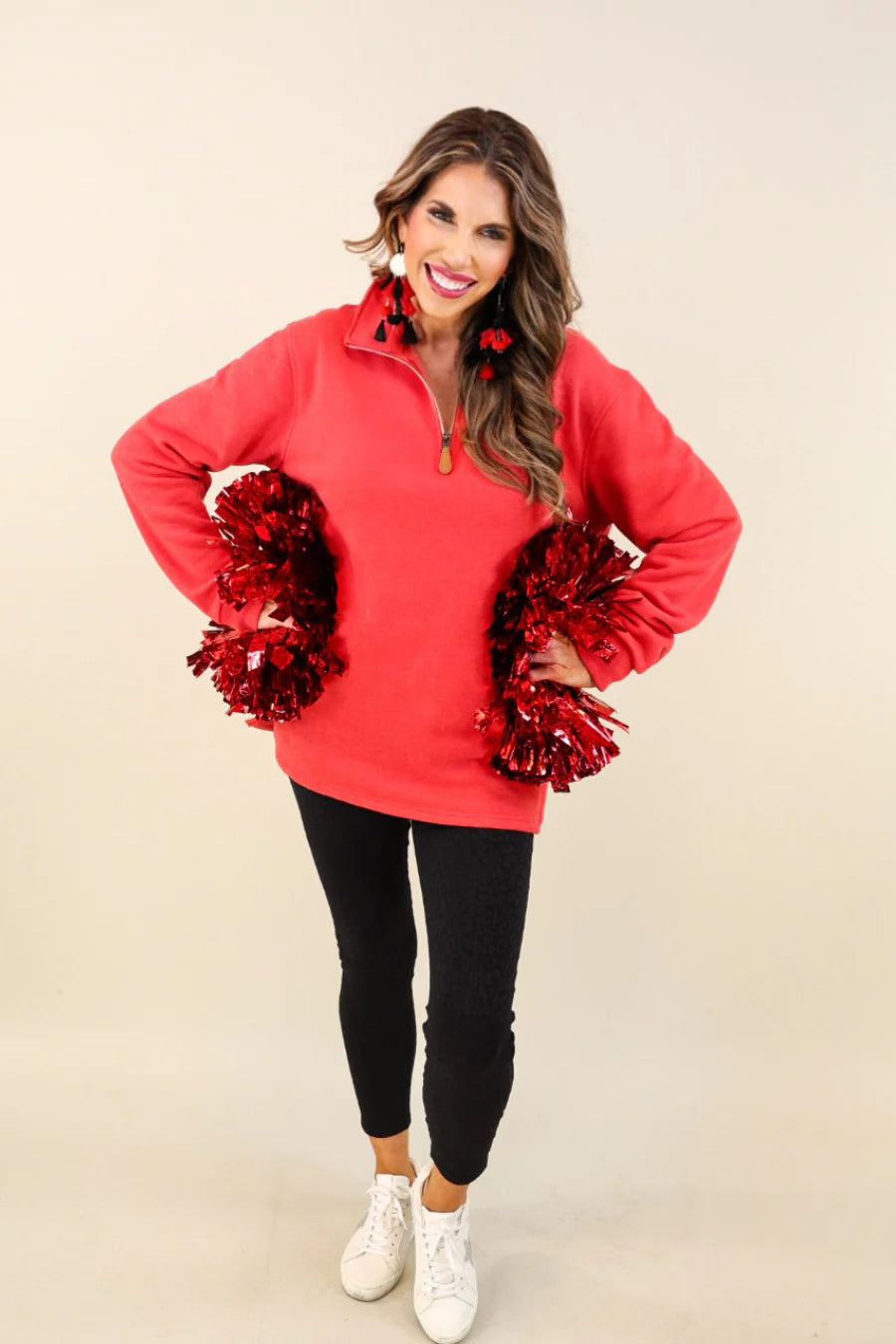 Red Zip Pullover - Reg & Curvy