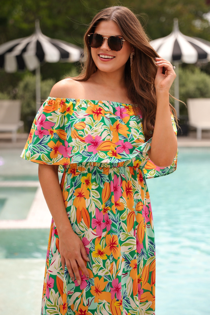 Island Bloom Ruffle Maxi Dress - Reg & Curvy