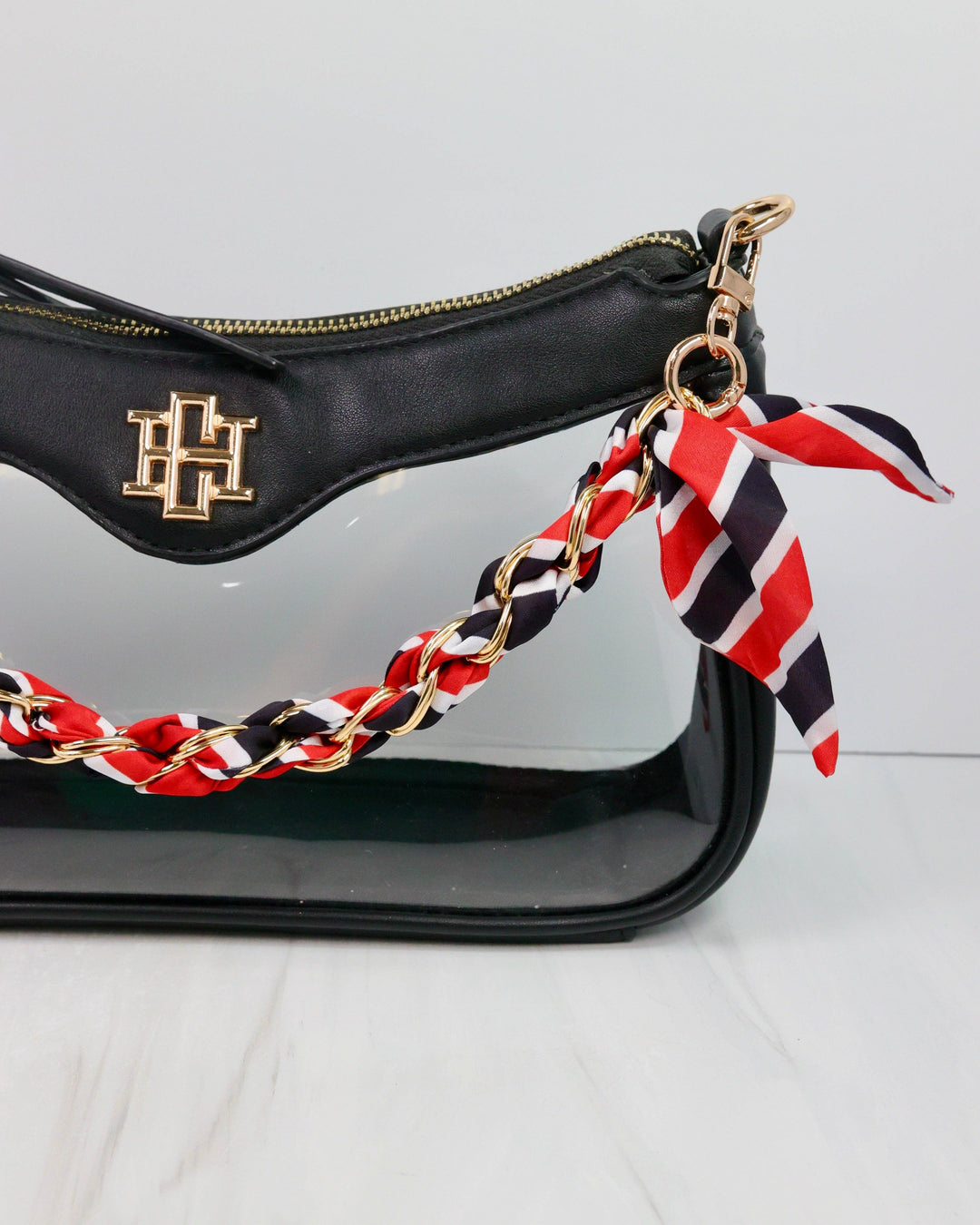 The Power Play Purse Chain – Black & Red Stripe