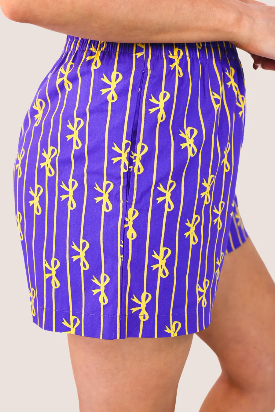 Victory Bow Boxer Shorts in Purple & Gold - Reg & Curvy