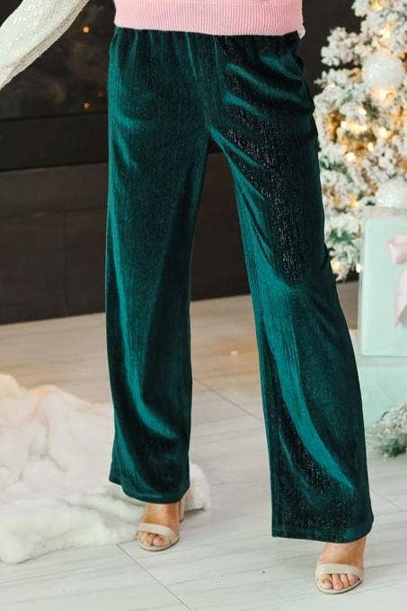 The Evergreen Glam Velvet Pants - Curvy