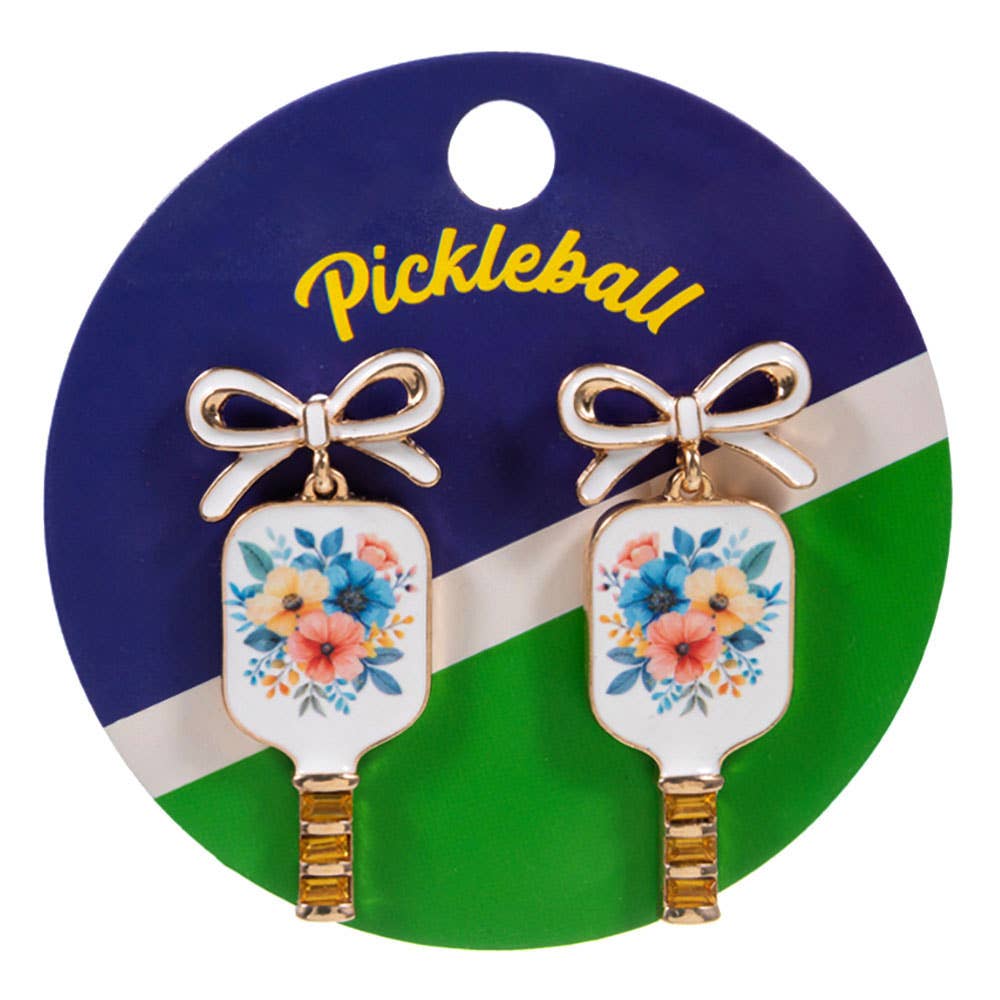 Floral Pickleball Paddle Earrings - Multiple Patterns