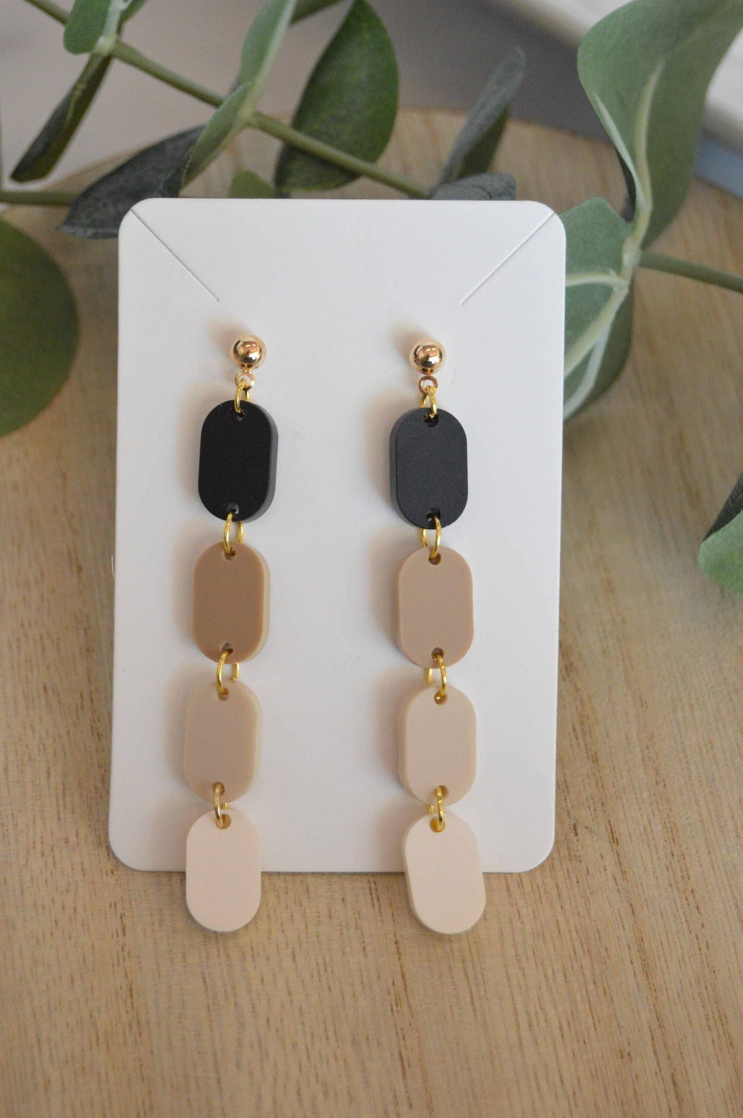 Neutral Ombré Oval Stack Earrings