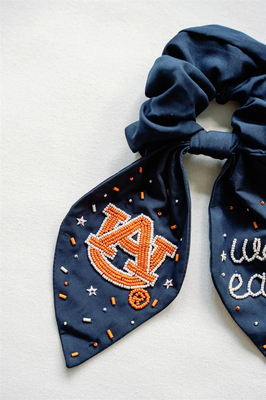 Auburn University Navy Beaded Scrunchie