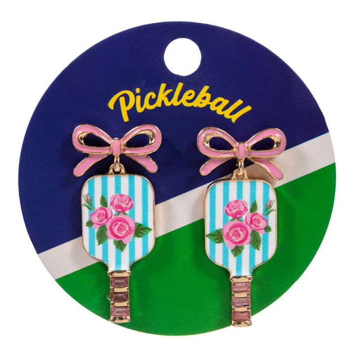 Floral Pickleball Paddle Earrings - Multiple Patterns