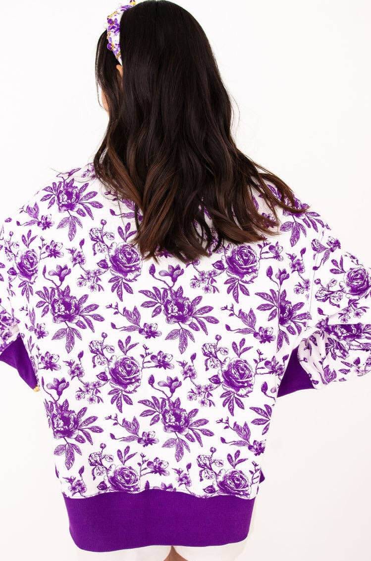 LSU Floral Toile Sweatshirt - Reg & Curvy