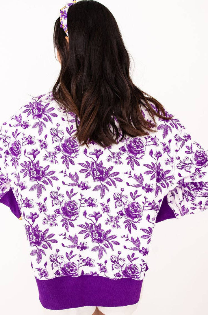 *PREORDER* LSU Floral Toile Sweatshirt - Reg & Curvy