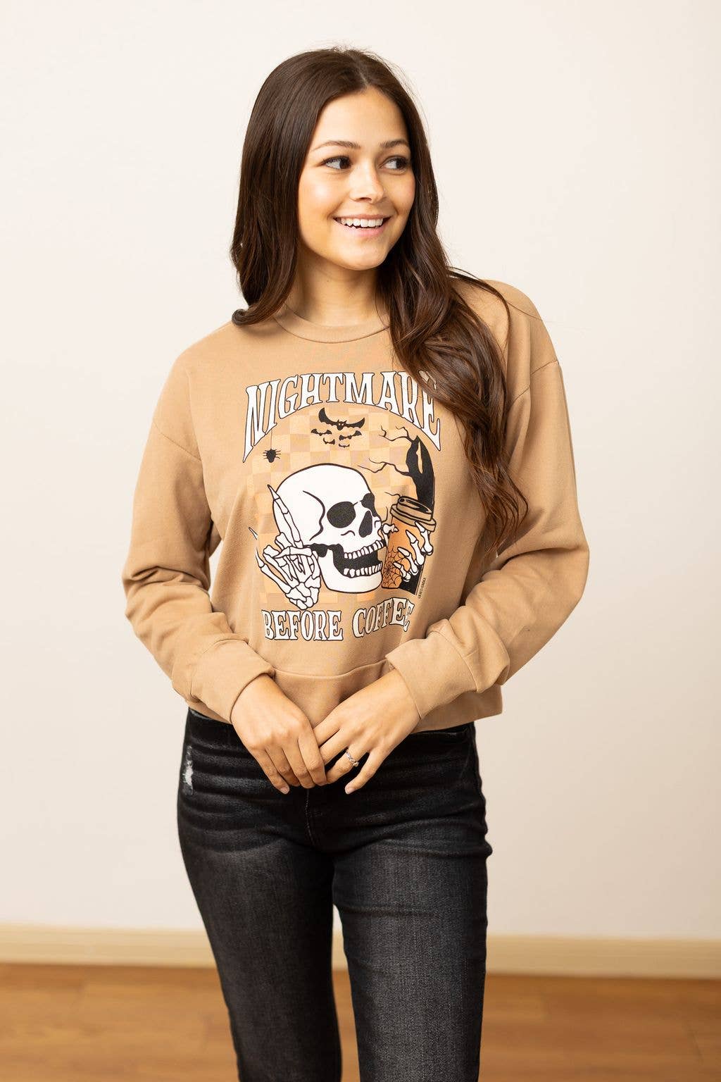 Nightmare Before Coffee Cropped Sweatshirt - Reg & Curvy