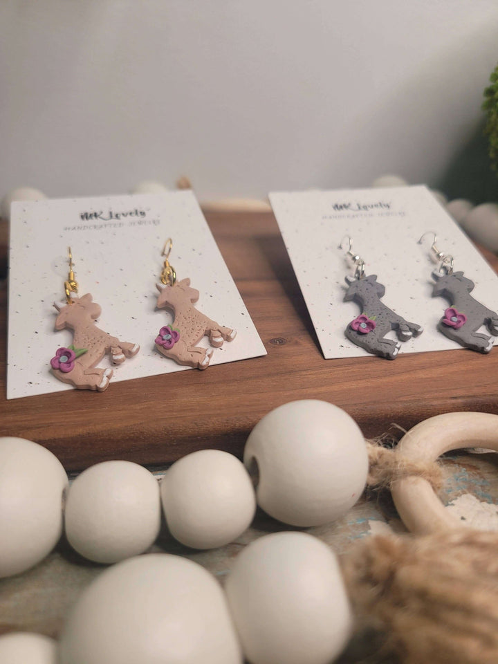 Flower Goat Earrings