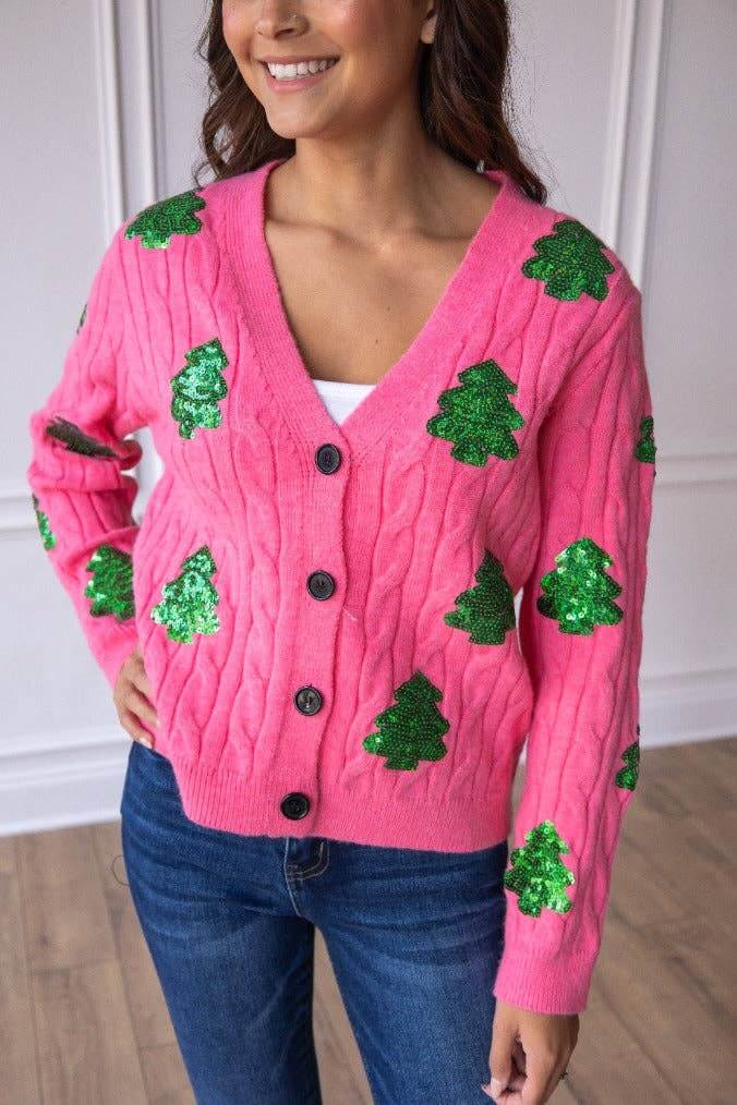 Sequin Evergreen Cardigan - Curvy