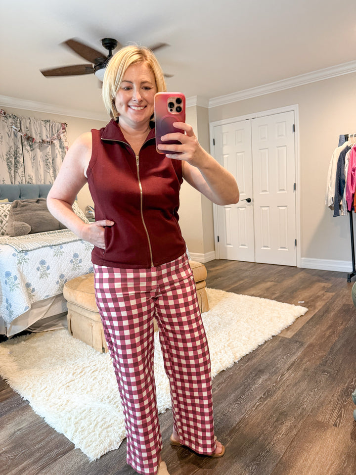 Main Street Maroon Zip Vest