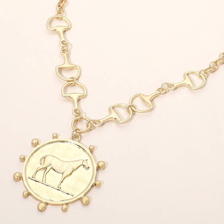 Golden Gallop Medallion Necklace