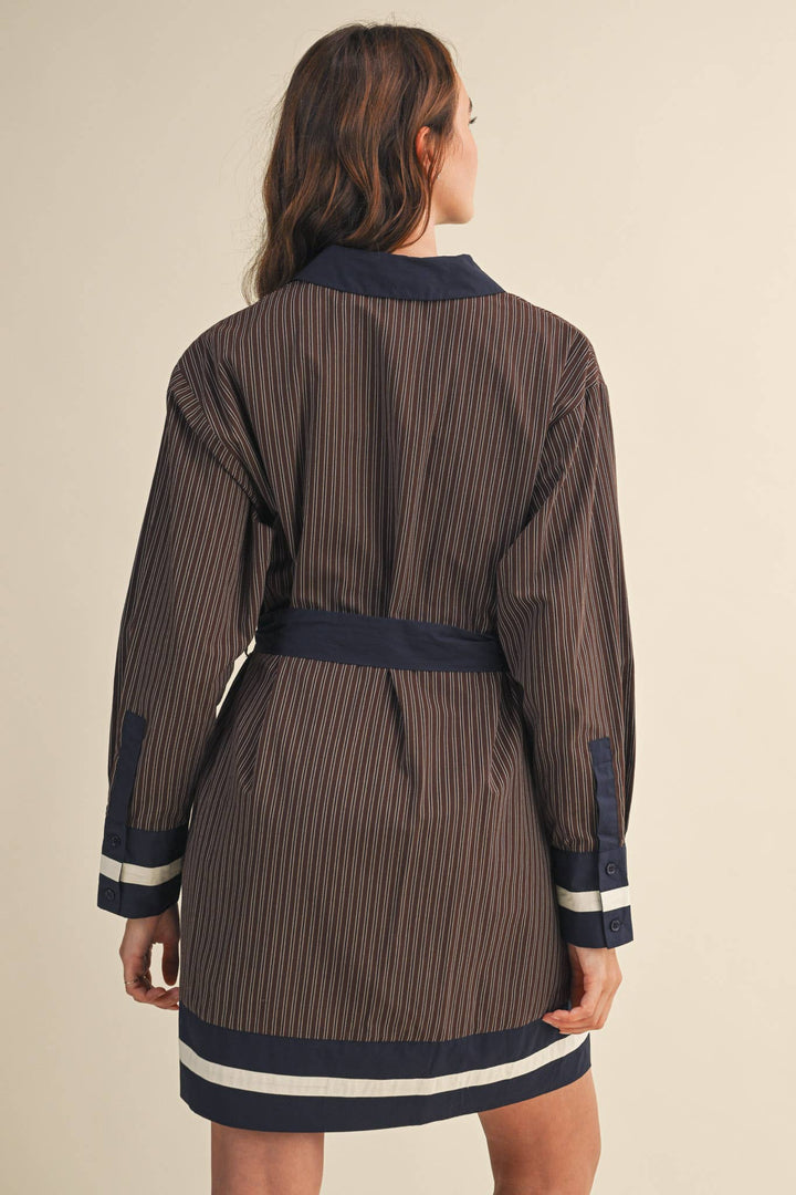*PREORDER* Brown & Navy Stripe Dress