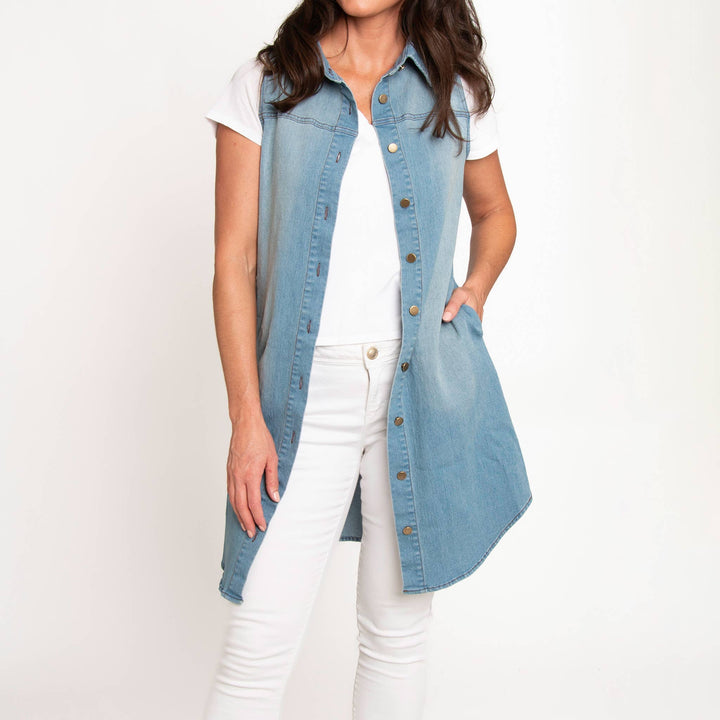 Sleeveless Shirt Duster Dress - Reg & Curvy