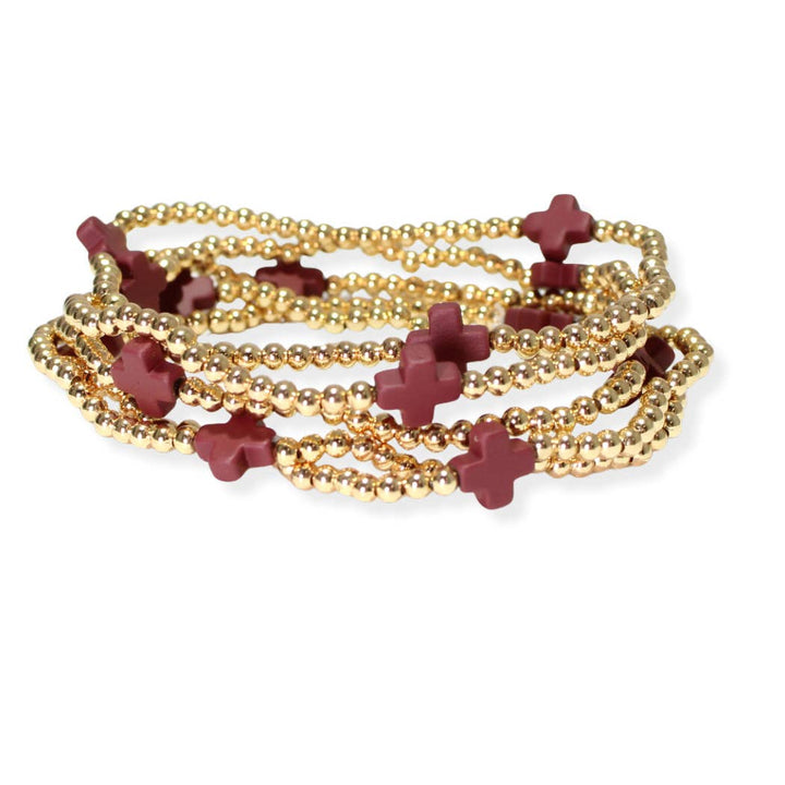 Cross My Heart Beaded Bracelet Set in 3 Colors