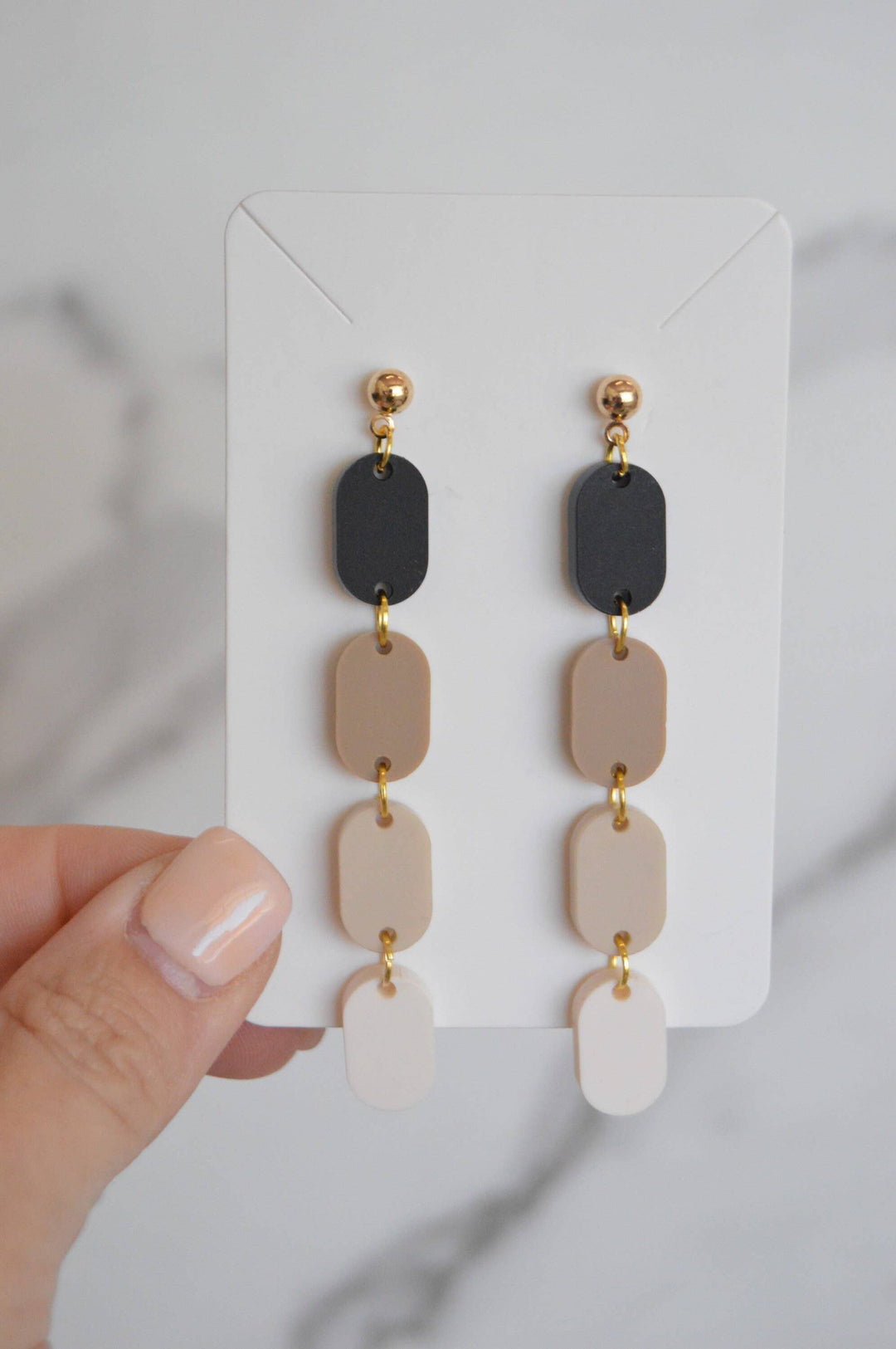 Neutral Ombré Oval Stack Earrings