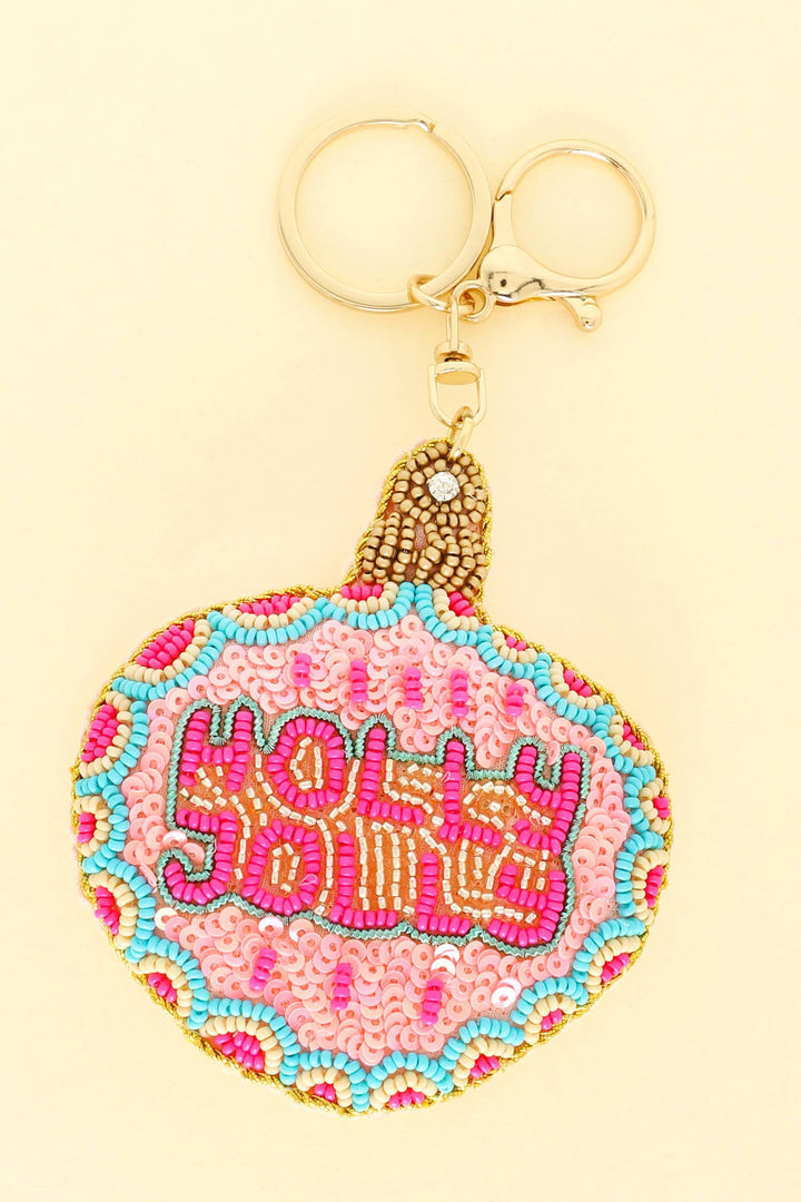 Holly Jolly Beaded Keychain