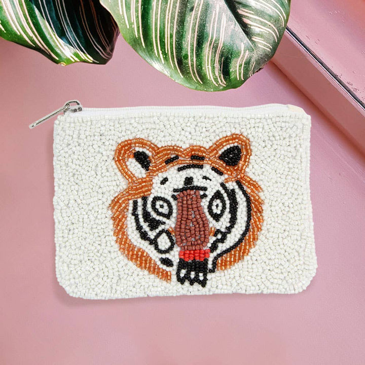 Fierce & Beaded Tiger Face Mini Bag