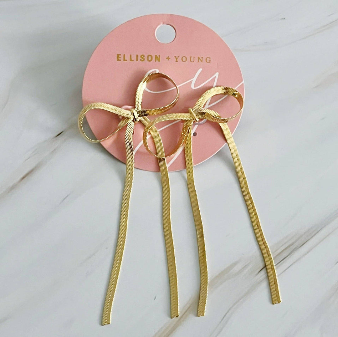 Tied in Gold Bow Earrings