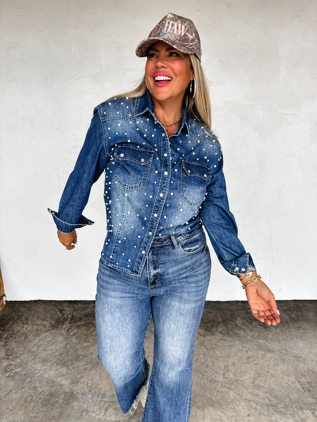 The Pearl Pop Denim Top - Curvy