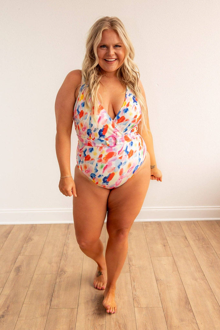 The Painted Paradise Belted One-Piece - Reg & Curvy