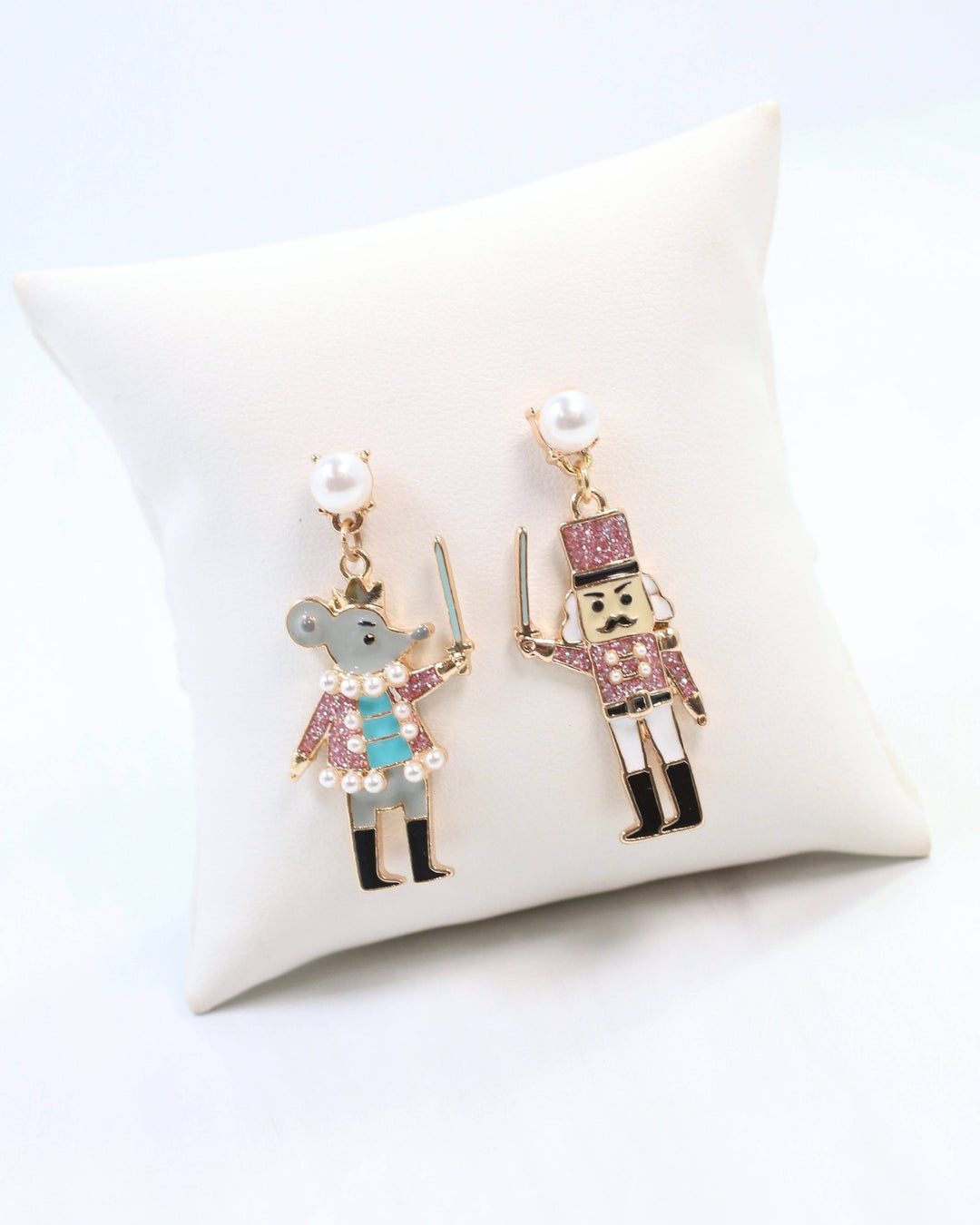 Nutcracker & Mouse King Earrings in Pink