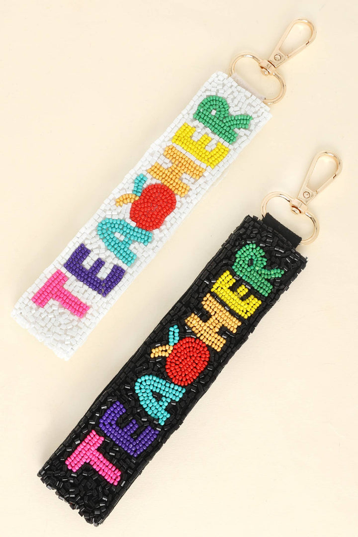 Teacher Pride Beaded Keychain