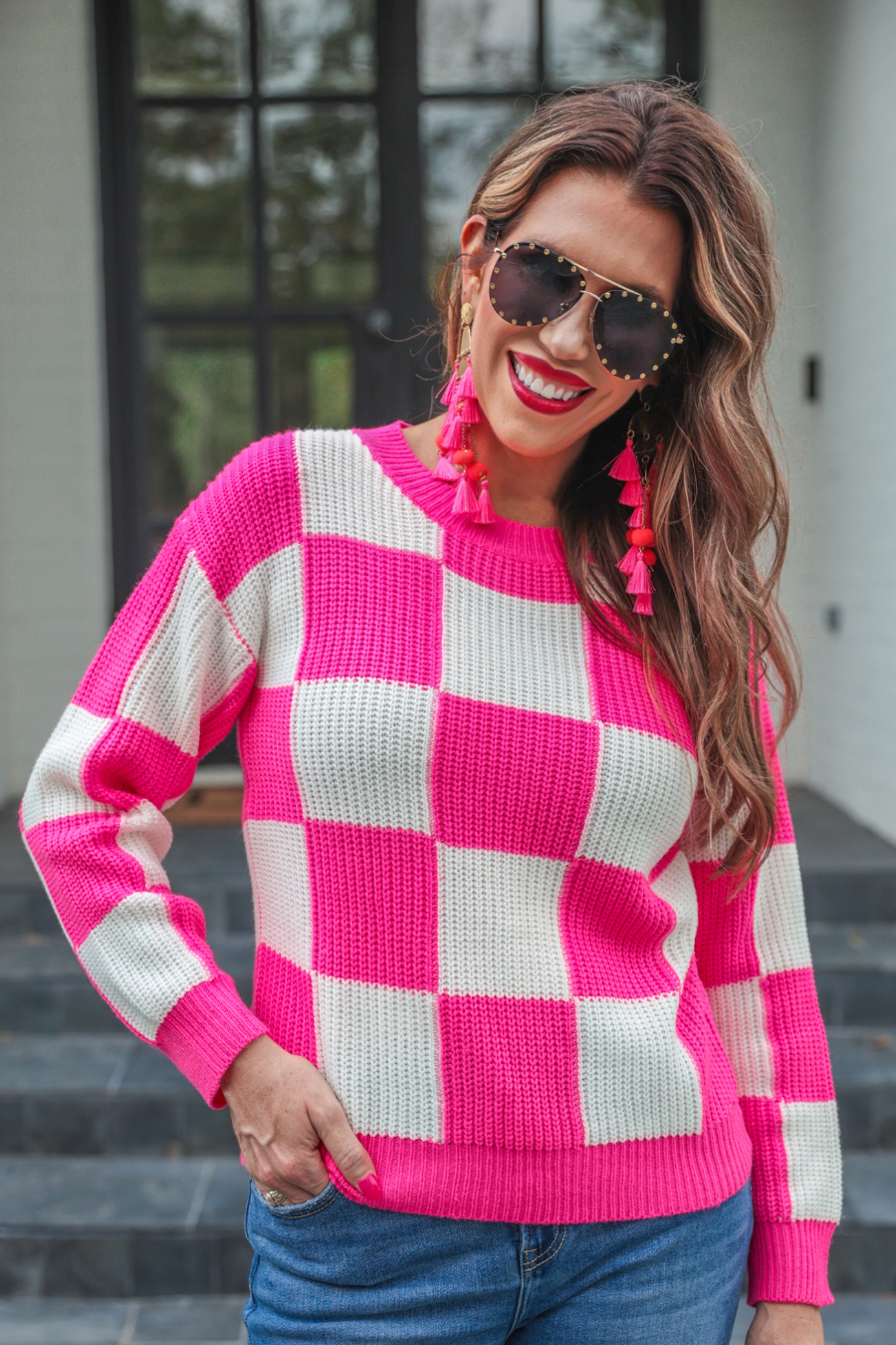 Paisley Checkered Sweater - Reg & Curvy