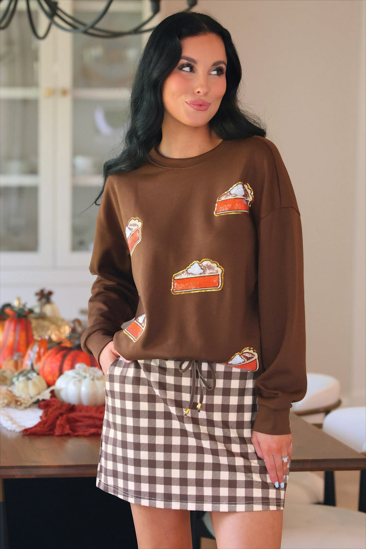 *PREORDER*  Cocoa Check Skort - Reg & Curvy