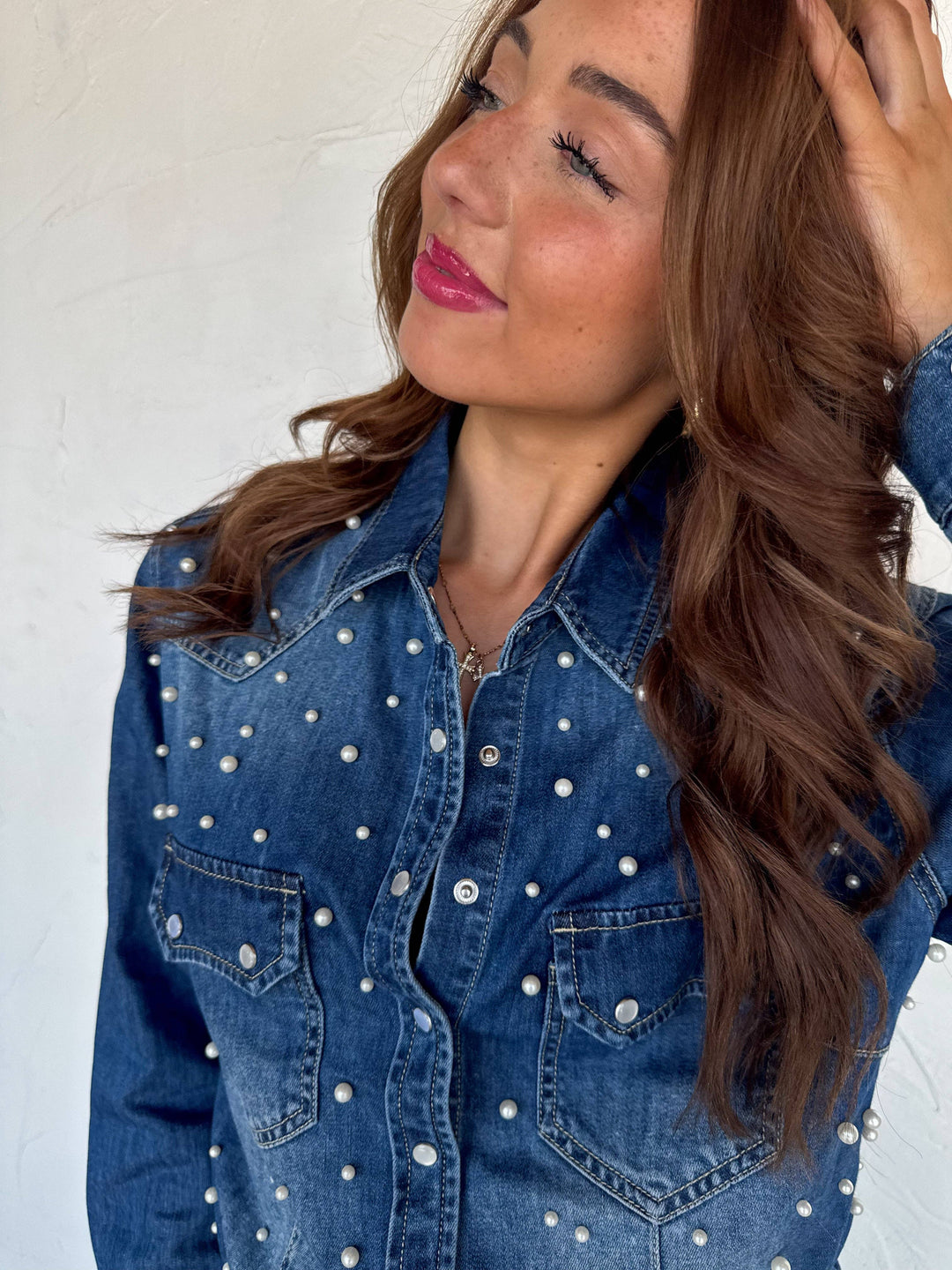 The Pearl Pop Denim Top - Curvy