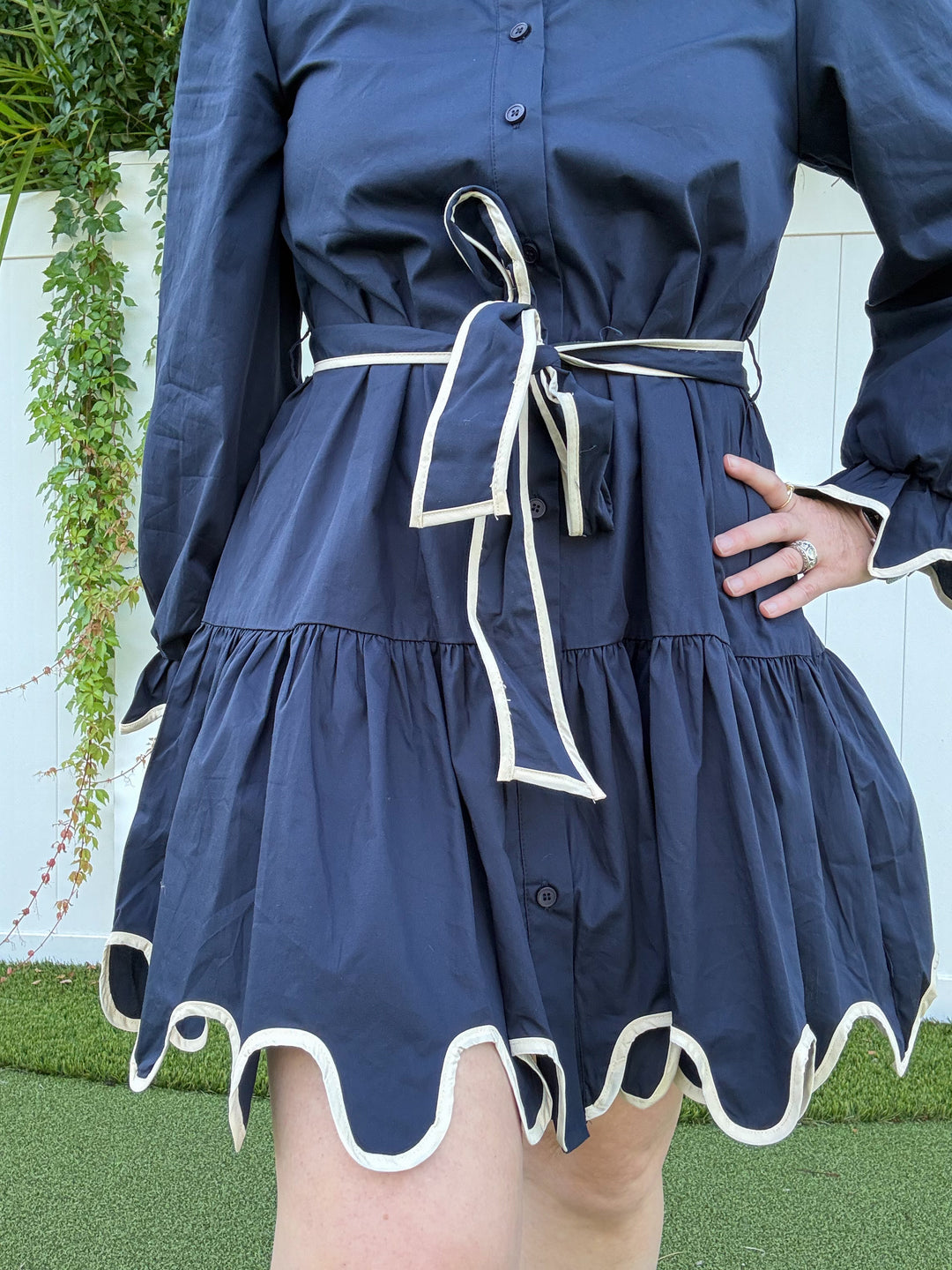 Scalloped in Navy Dress