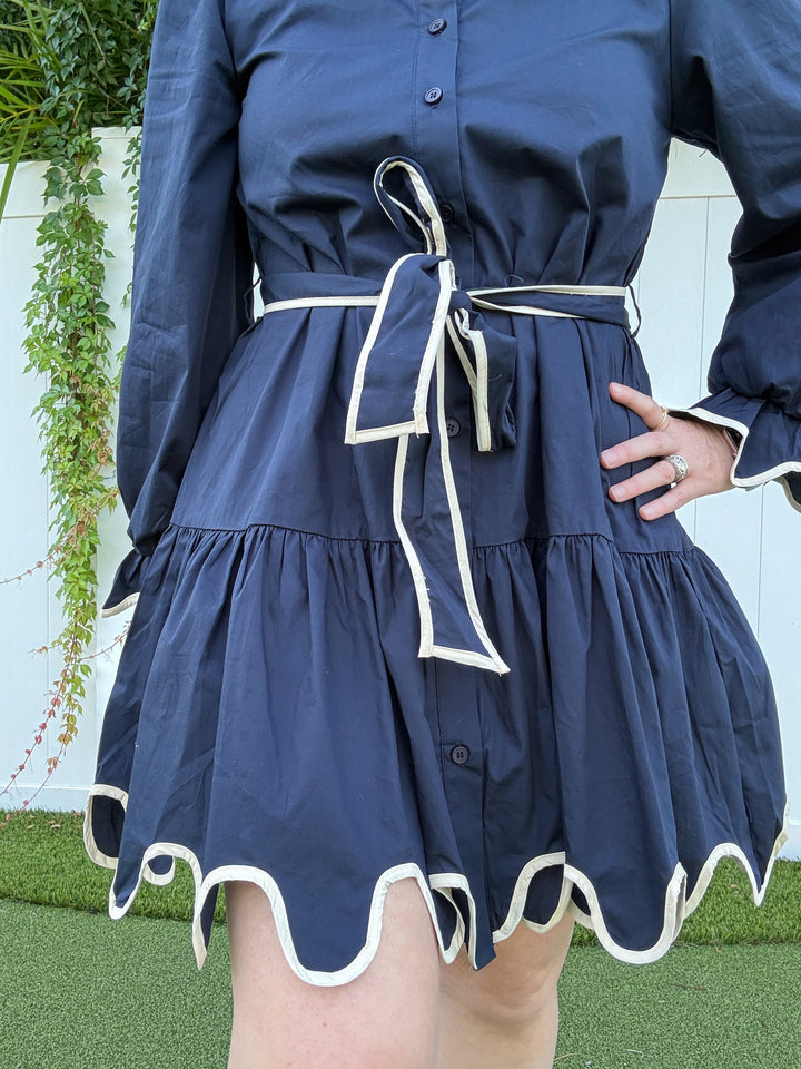 Scalloped in Navy Dress