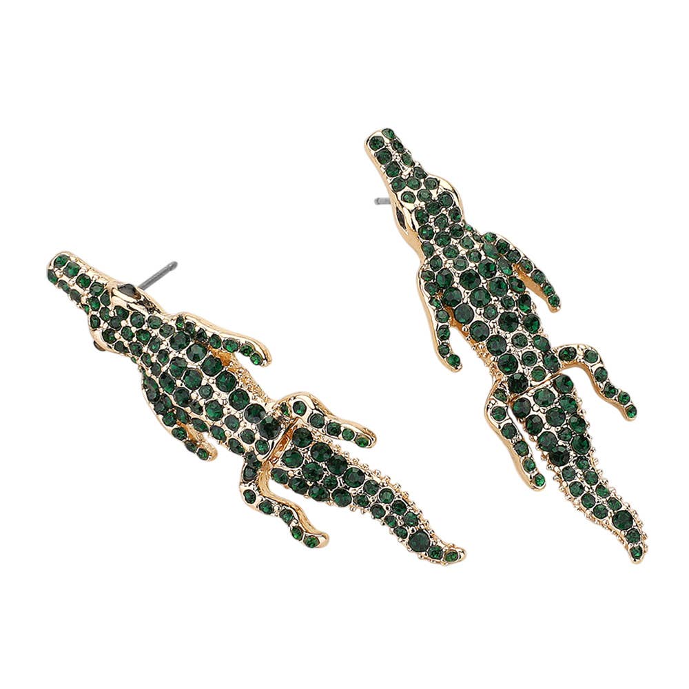 Emerald Game Day Gator Earrings