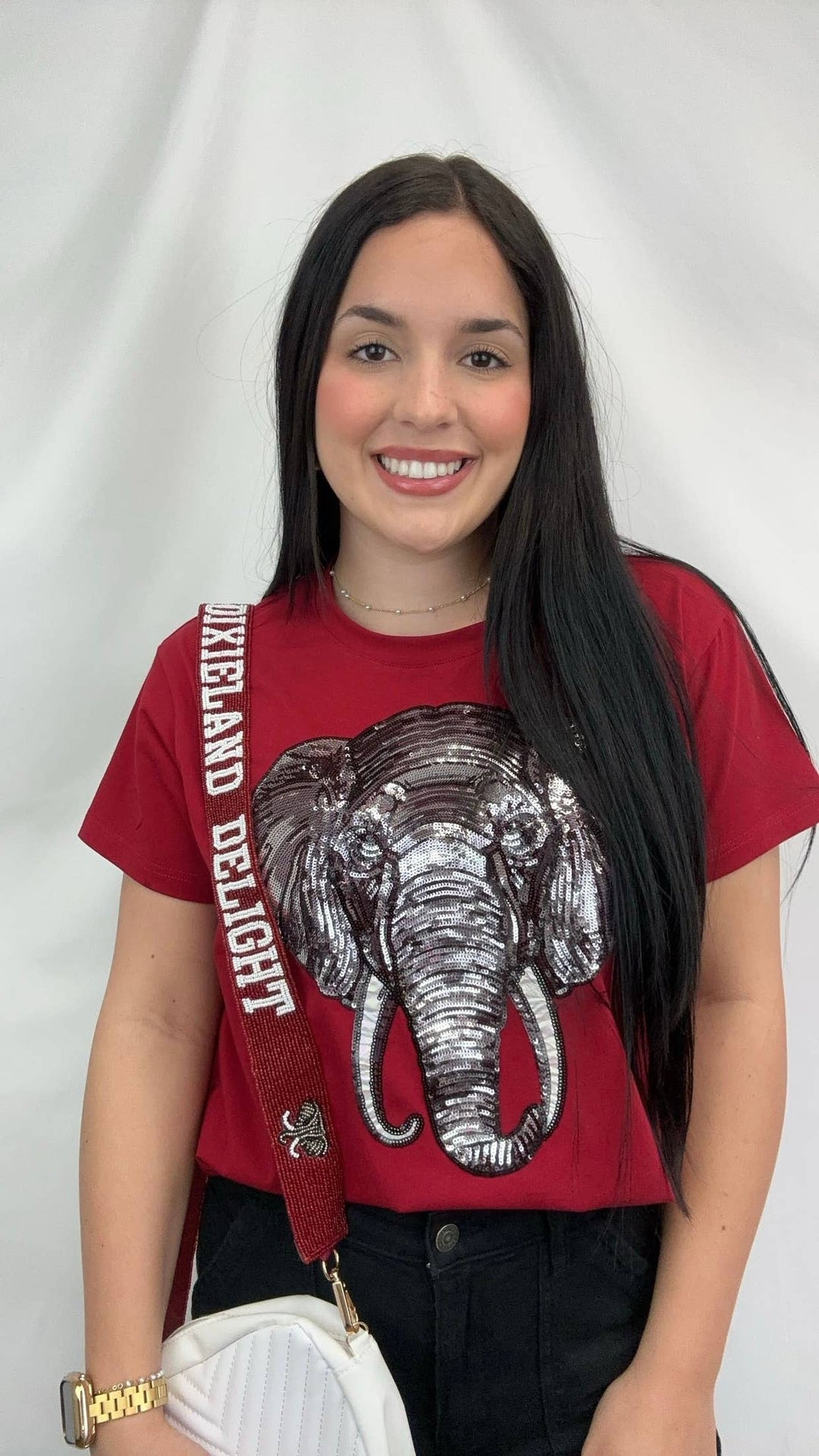 Crimson Elephant Sequin Tee - Reg & Curvy