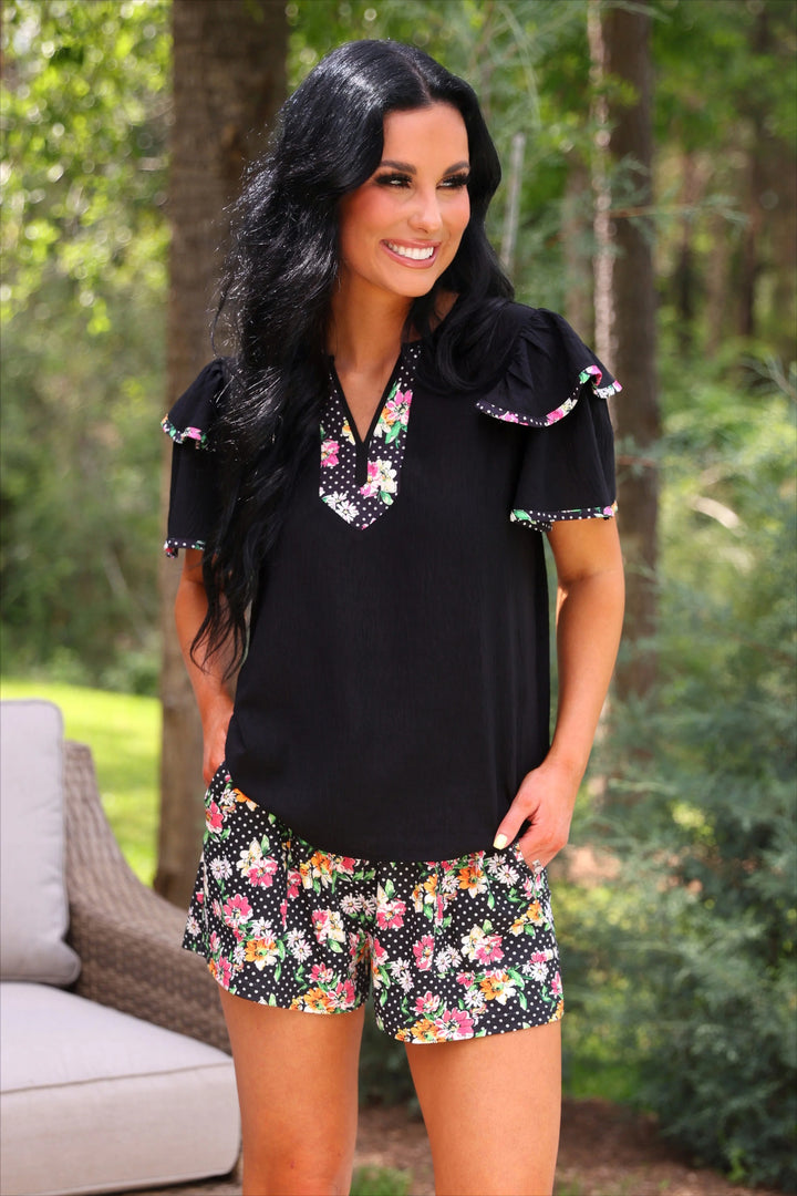*PREORDER* Midnight Garden Flutter Top - Reg & Curvy