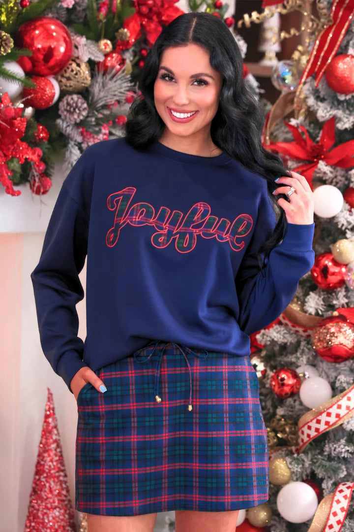 *PREORDER* Joyful Plaid Patch Luxe Pullover - Reg & Curvy