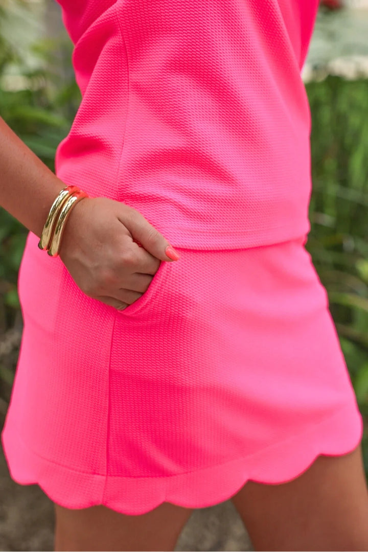 Neon Pink Textured Skort Set - Reg & Curvy