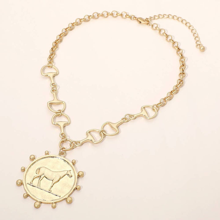 Golden Gallop Medallion Necklace