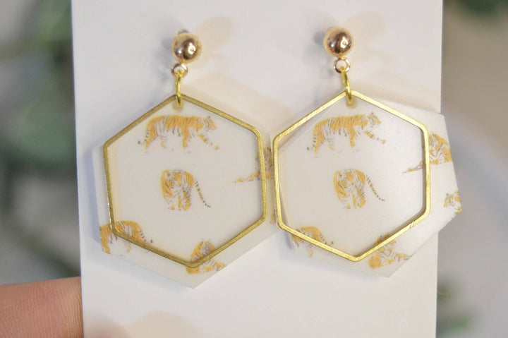 Tiger Stroll Acrylic Earrings