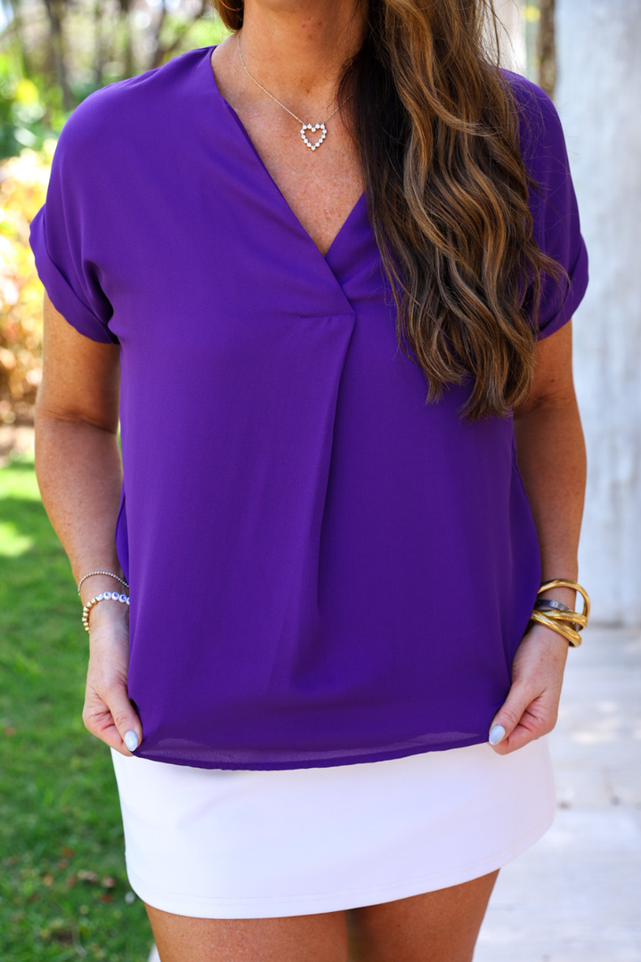 V-Neck Woven Blouse in 2 Colors - Reg & Curvy