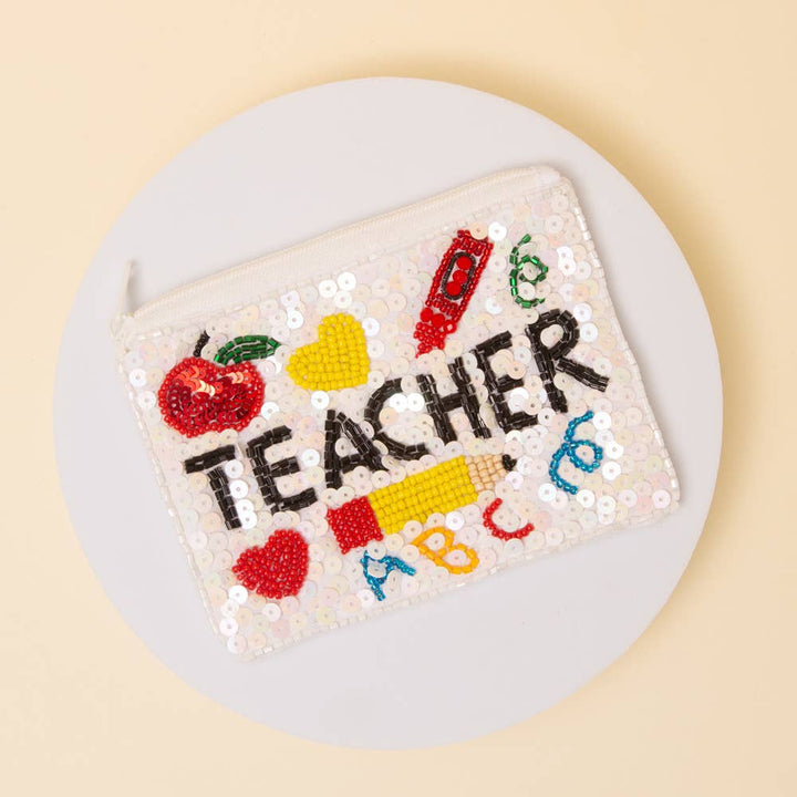 ABC Teacher Beaded Coin Purse