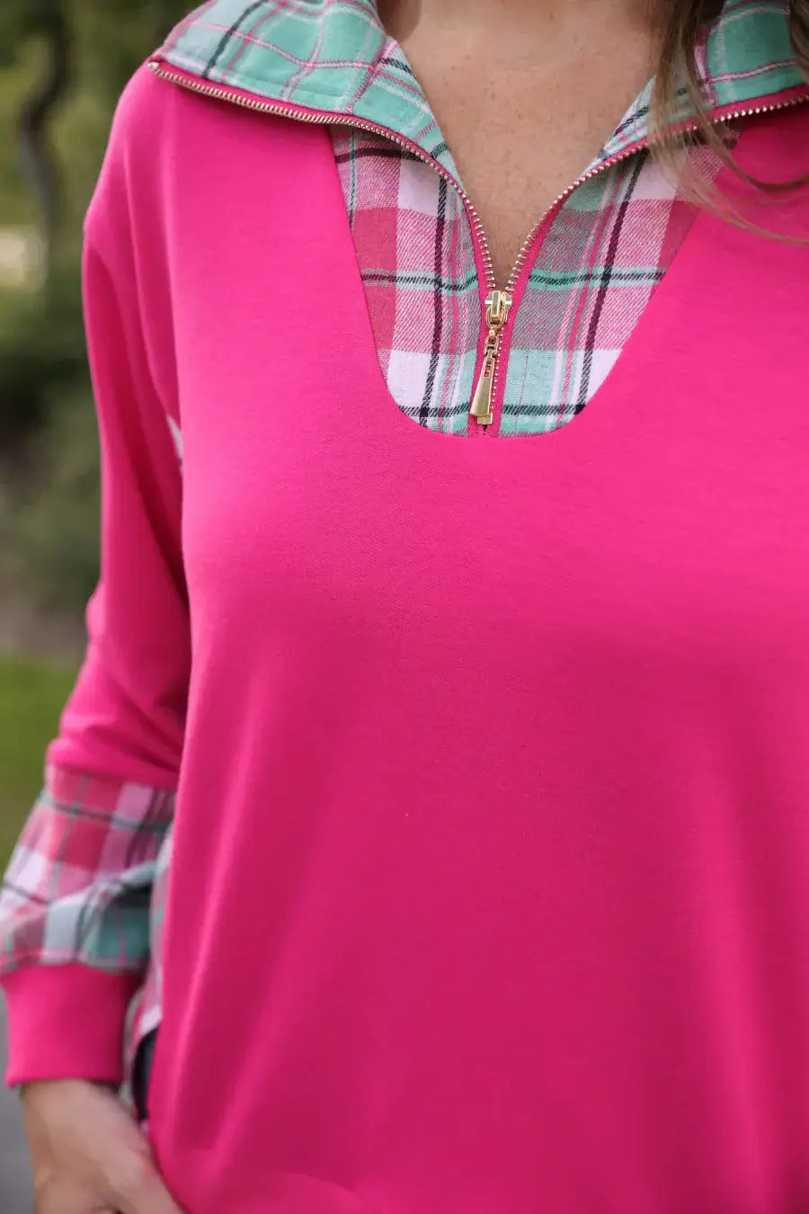 Sugarplum Plaid Quarter Zip - Reg & Curvy